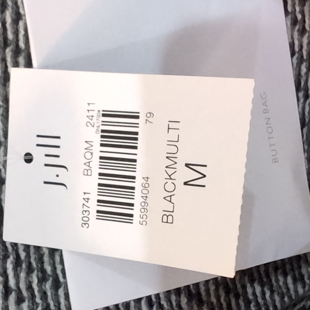 J Jill Herringbone Sweater W/Fringe Black M New - Picture 10 of 13